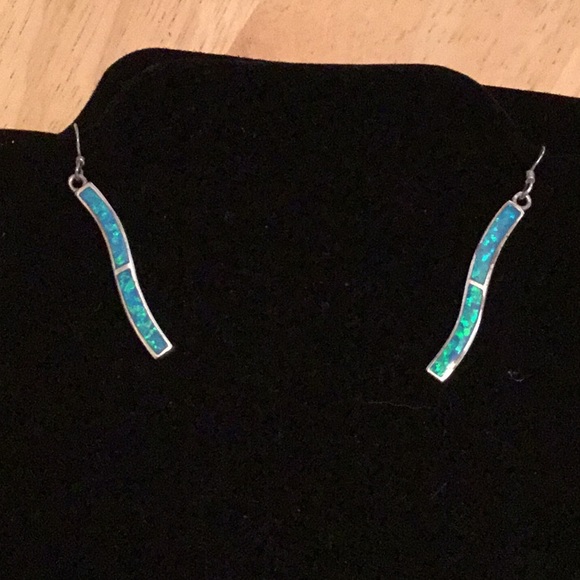 Jewelry - Blue Opal Dangling Earrings. 925 silver